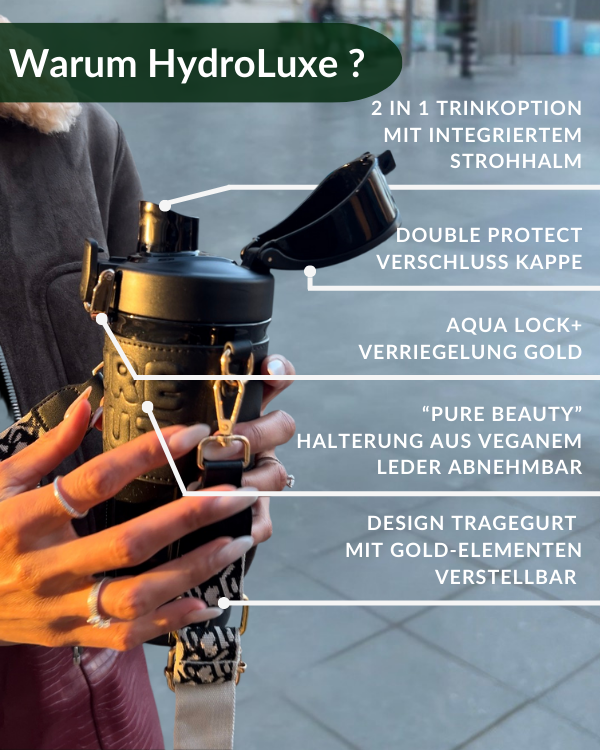 HydroLuxe Trinkflasche inkl. Statement Halterung